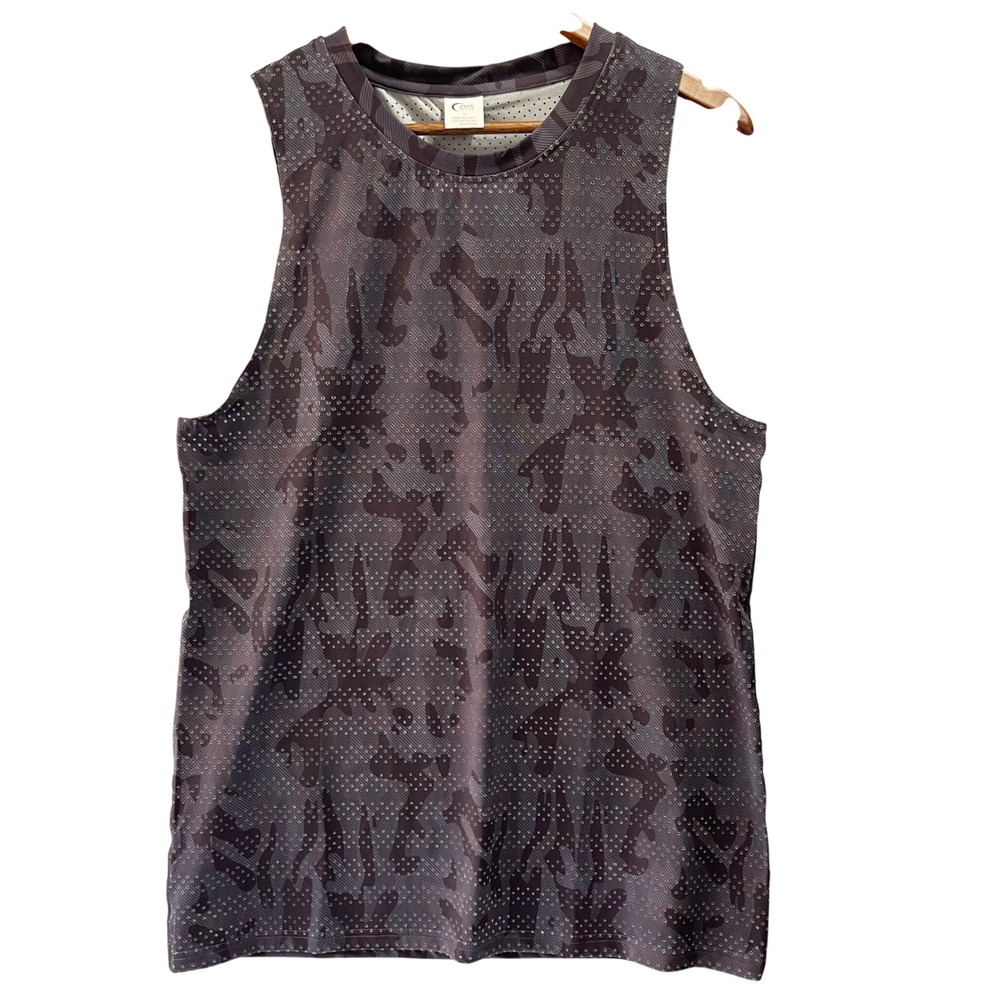 Zyia Active Tank Top Mens XL Gray Camo Perforated Mesh Muscle Gym Shirt Workout